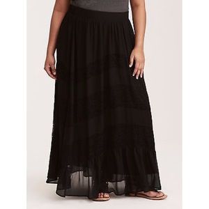 Torrid Lace Inset Chiffon Maxi Skirt.